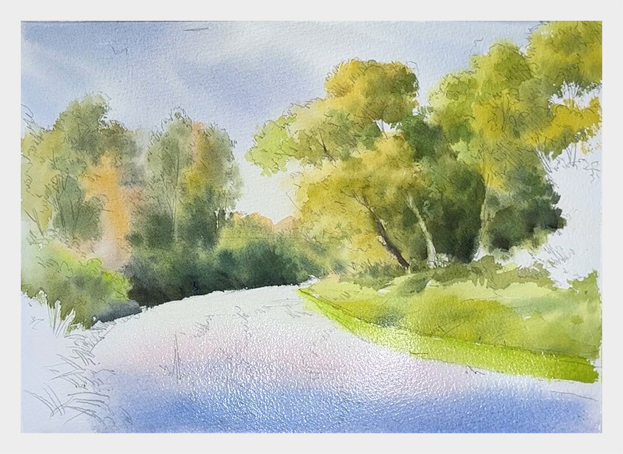 Tutorial: Watercolor Landscape Painting Of River Reflections